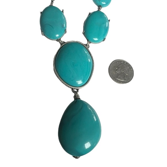 Turquoise Statement Necklace Costume Jewelry Western Boho - Picture 5 of 6